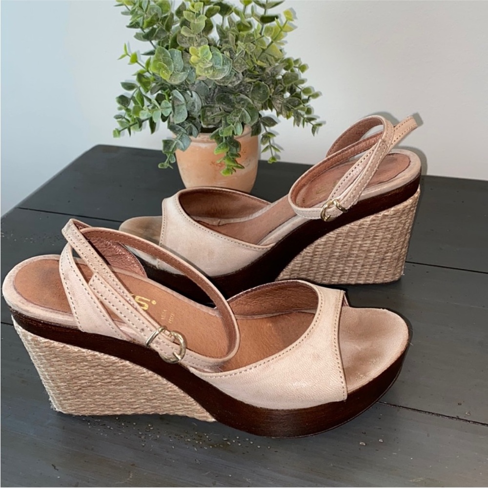 KEYS Italian Leather, Made in Italy, Wedge Heels Size 37 / US 7